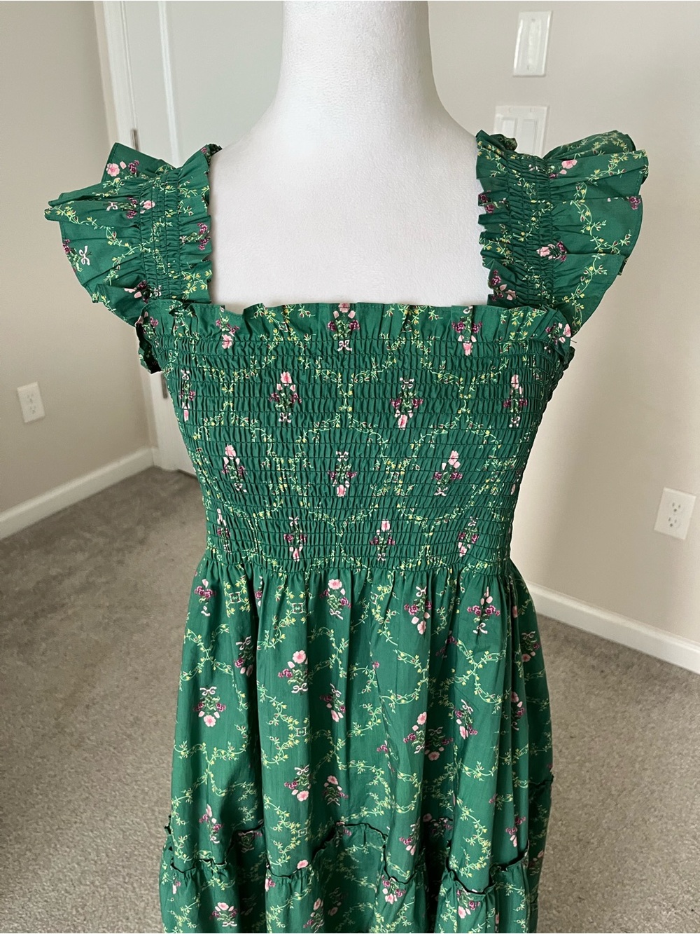 Like New Hill House Ellie Nap Dress in Emerald Trellis Size XS - Picture 5 of 11